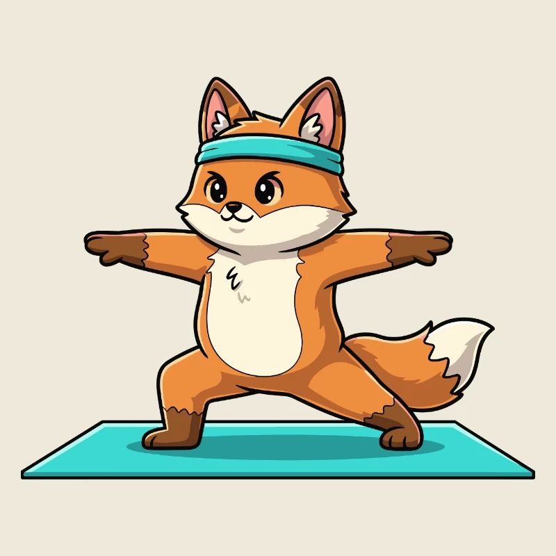 Yoga Fox Animal Doing Warrior Pose Art