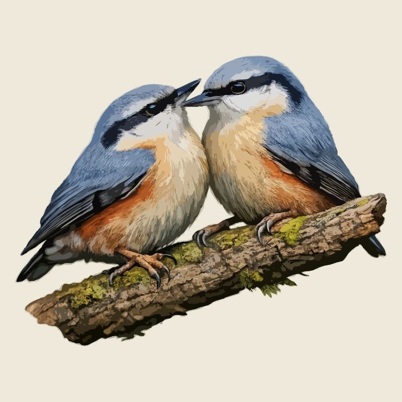 Two Nuthatches on Branch