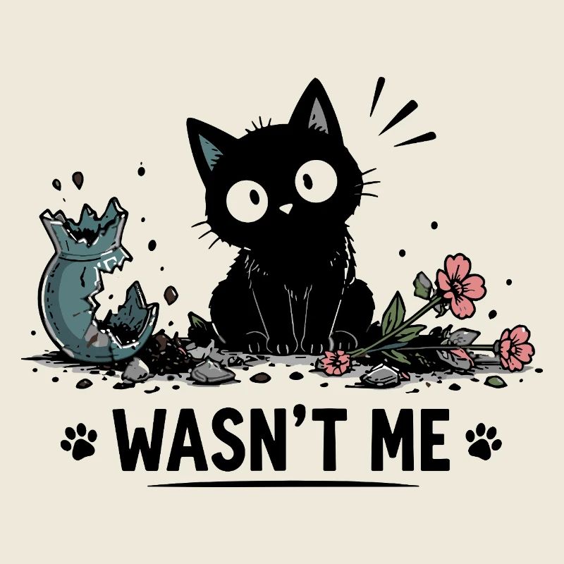 N’étais-je pas drôle chat noir avec cassé