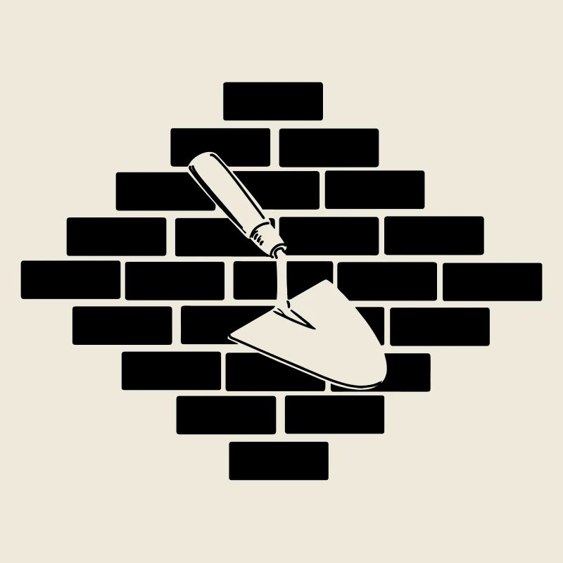 Mason masonry bricks with trowel logo