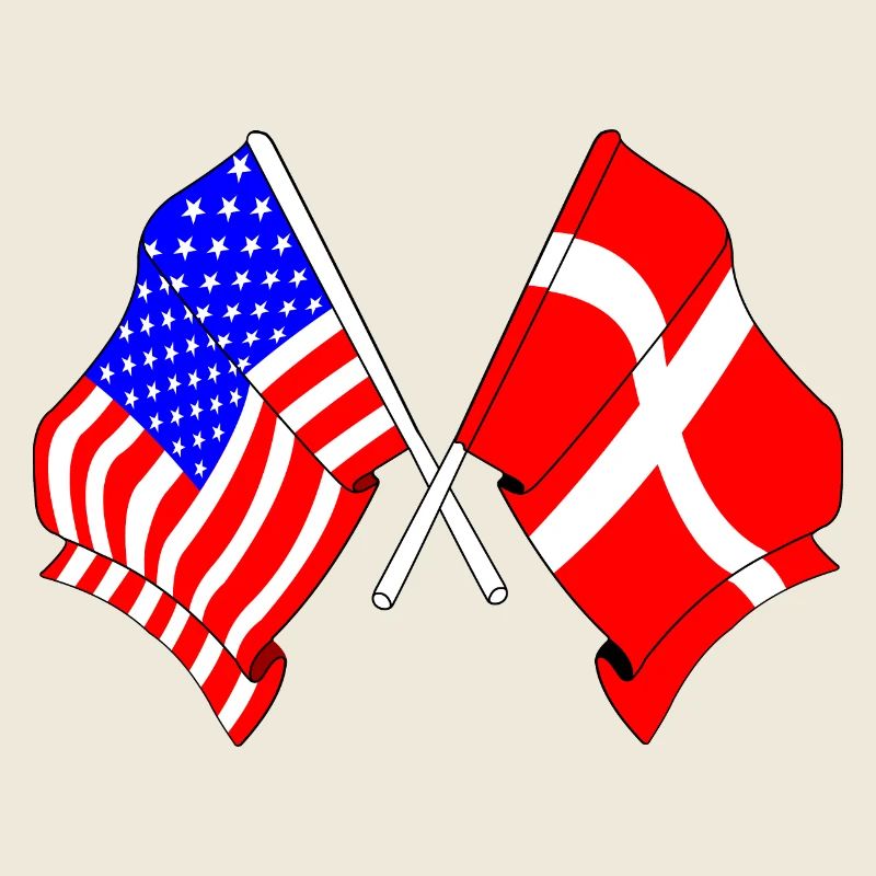 Drapeau des États-Unis et drapeau du Danemark