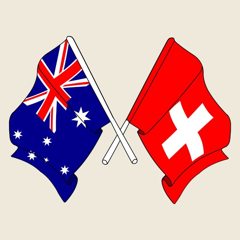 Drapeau de l’Australie et drapeau de la Suisse