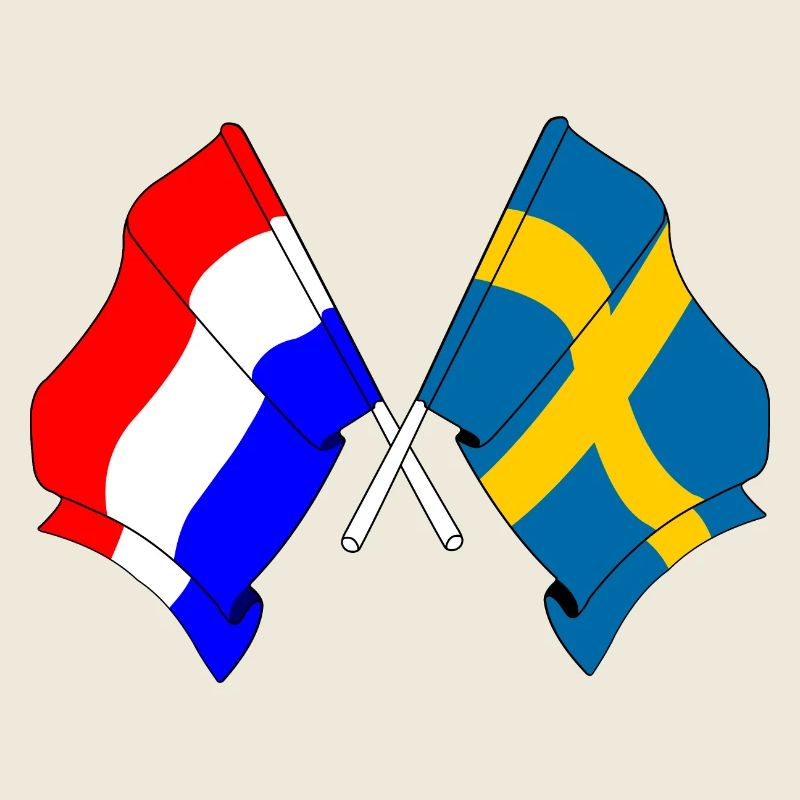 Drapeau des Pays-Bas et drapeau de la Suède