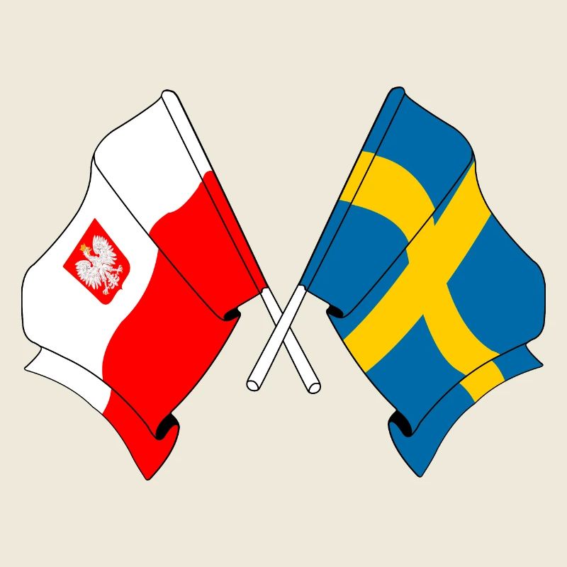 Drapeau de la Pologne et drapeau de la Suède