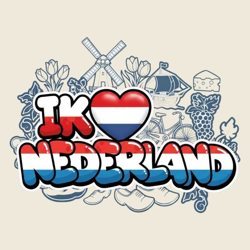 J’aime les Pays-Bas avec drapeau