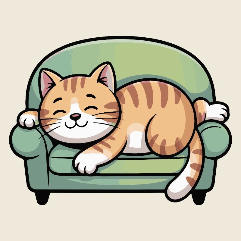 Sleeping cat on sofa