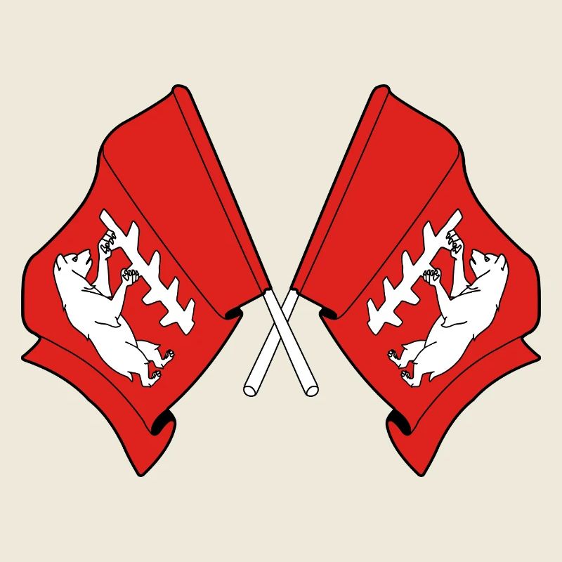 Two Crossed Warwickshire Flags