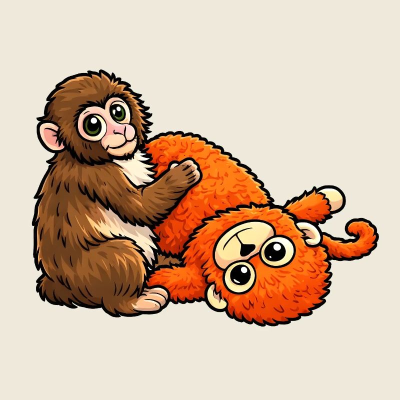 Singe câlin et Singe Orange Peluche Bébé Punch