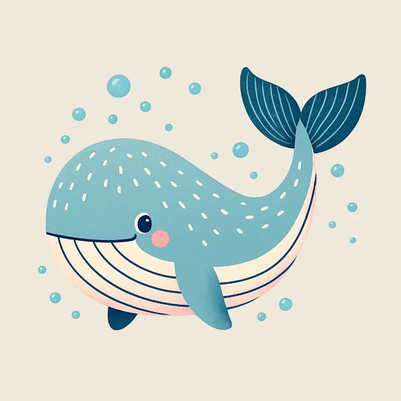 Baleine bleue avec bulles