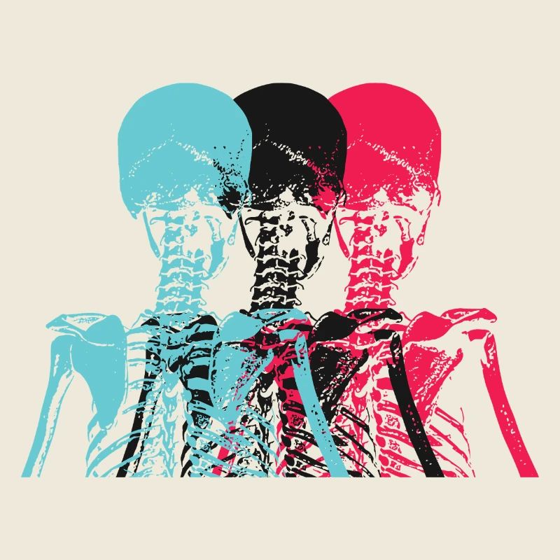 Pop Art Skeleton Neon Retro Design