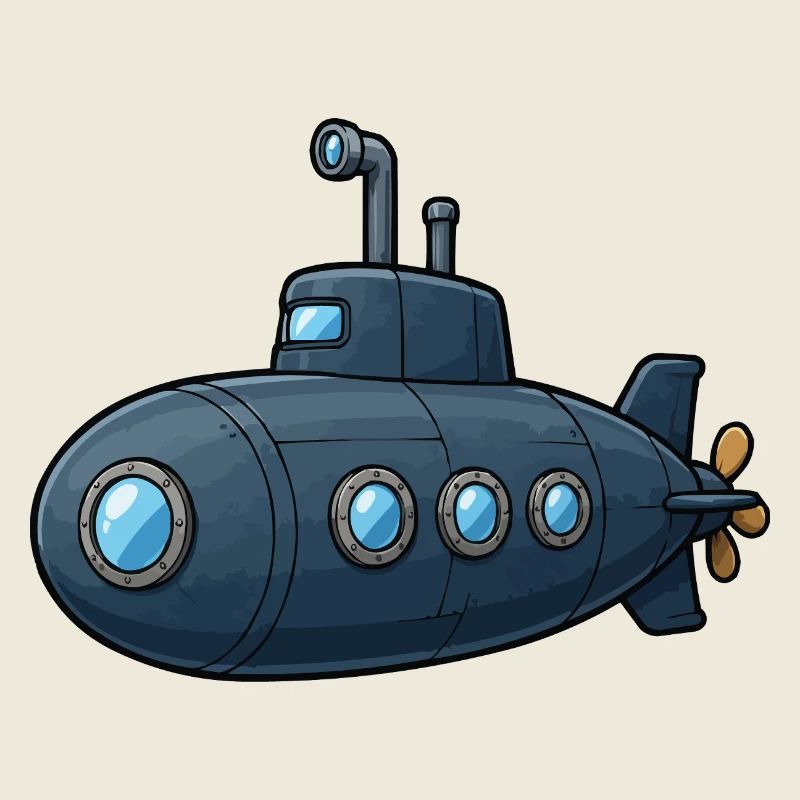 Blaues Cartoon-Uboot Abenteuer