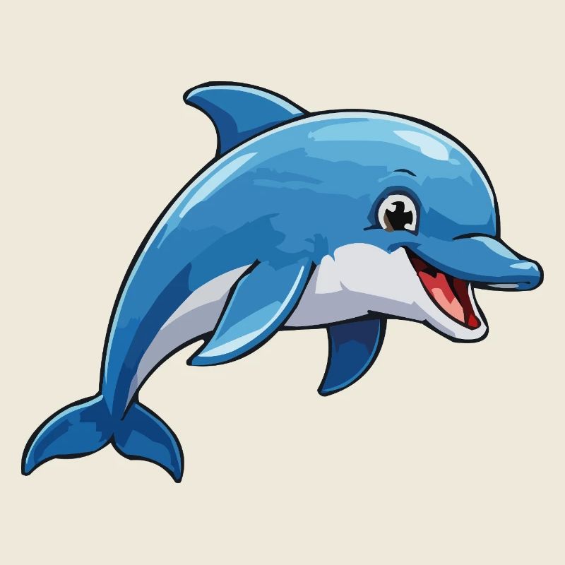 Dessin animé Dauphin Rieur Bleu