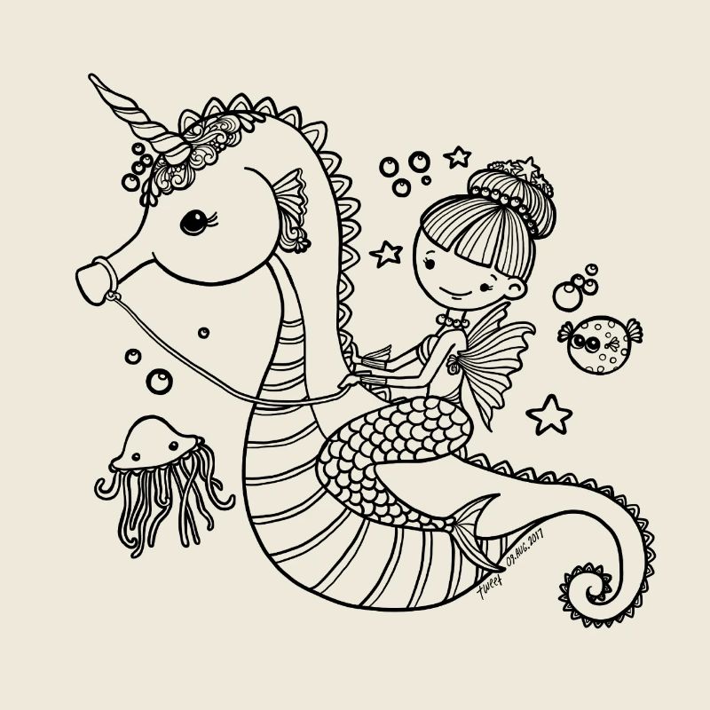 Sirène avec hippocampe