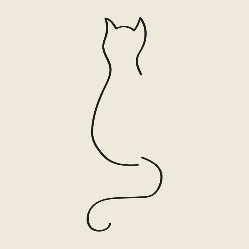 Cat One Line Noir - Chat Oneline Noir