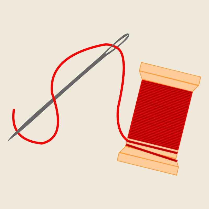 Needle and thread logo embroidery