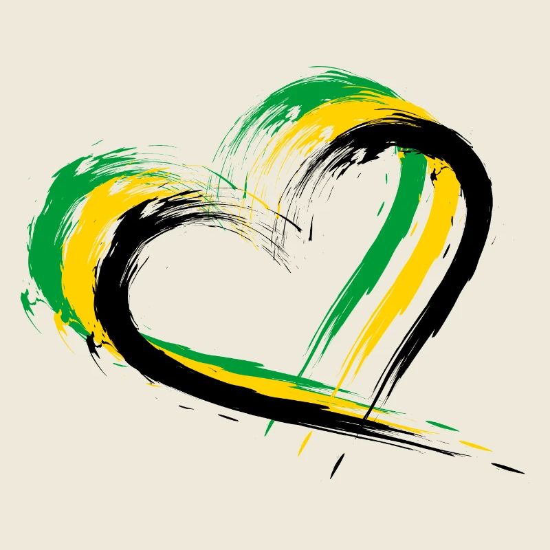 Drapeau de brosse de coeur de la Jamaïque