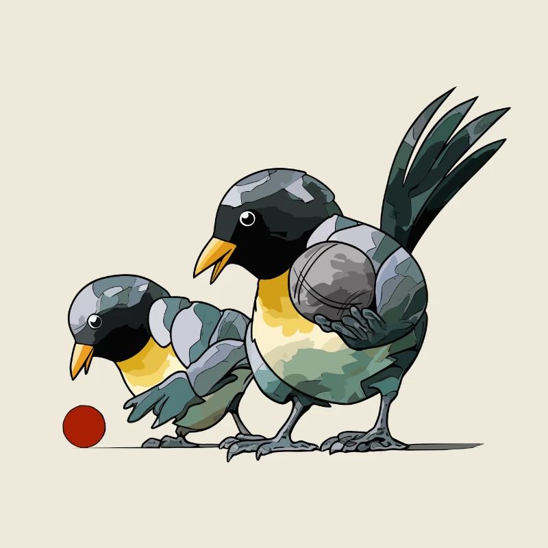 Petanque player Boule bird balls for boules