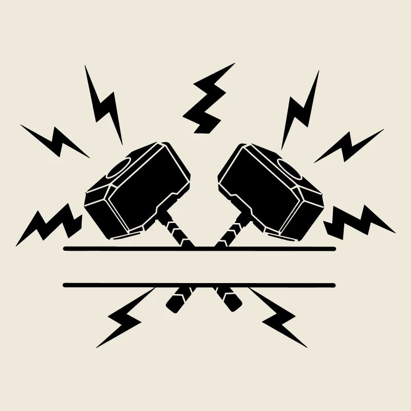 Deux marteaux de Thor avec découpe de texte