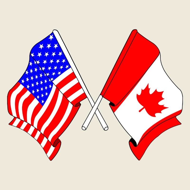 Drapeau des États-Unis et drapeau du Canada