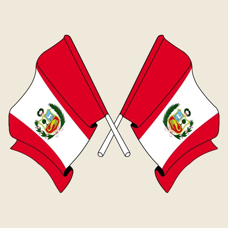 Two flags crossed of Peru