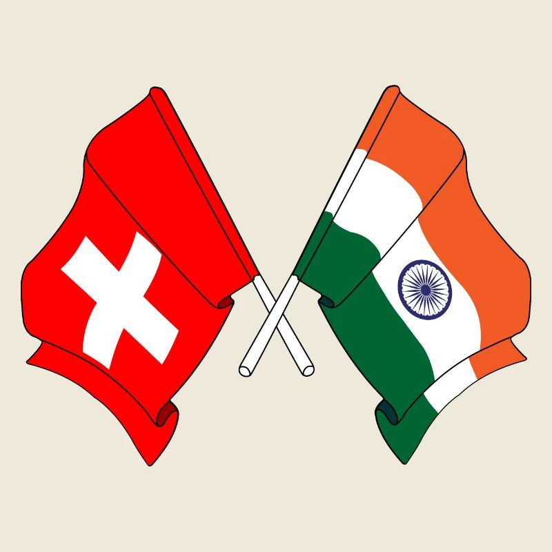 Drapeau de la Suisse et drapeau de l’Inde