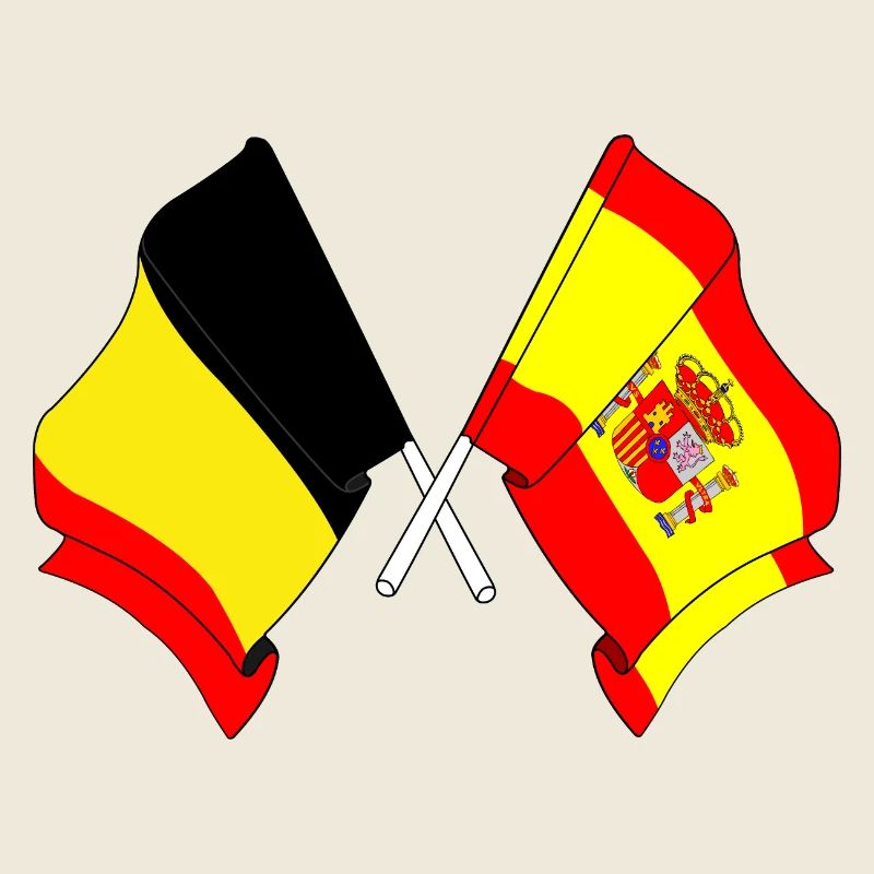 Drapeau Belgique, drapeau Espagne