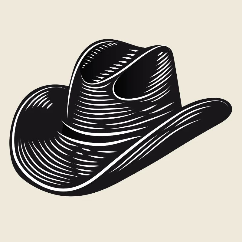 black cowboy hat,western hat vector illustration style