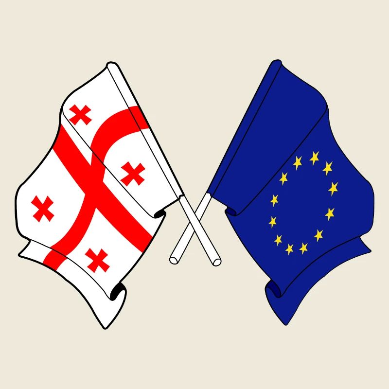 Flag Georgia and flag Europe