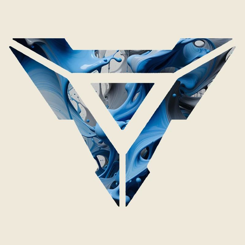 Abstract Blue Fluid Triangular Design