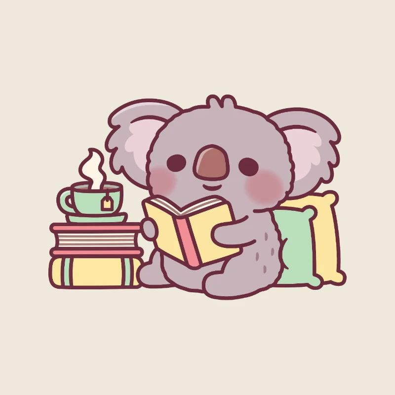 Koala mignon lisant un livre