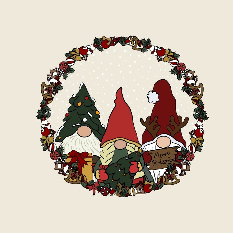 Wichtel  im Weihnachtskranz