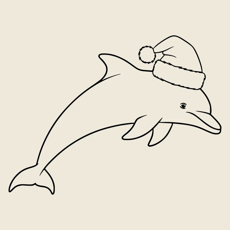 Christmas dolphin with Santa hat