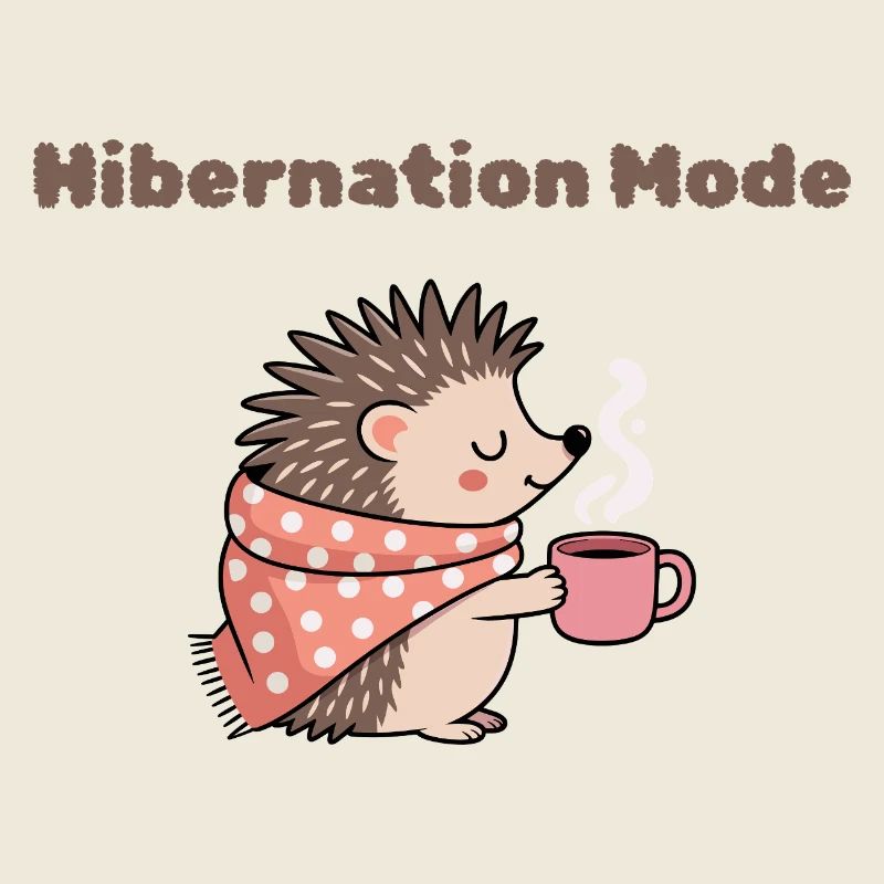 Winterschlafmodus – Süßer Igel mit heißem Getränk