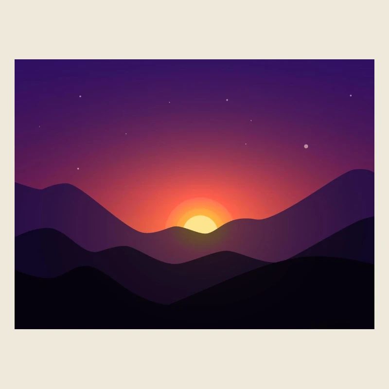 Sunset mountain in gradient