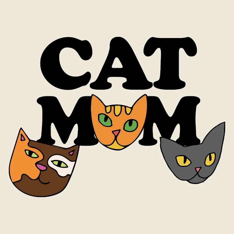 Three Cat Faces in Bold Palette