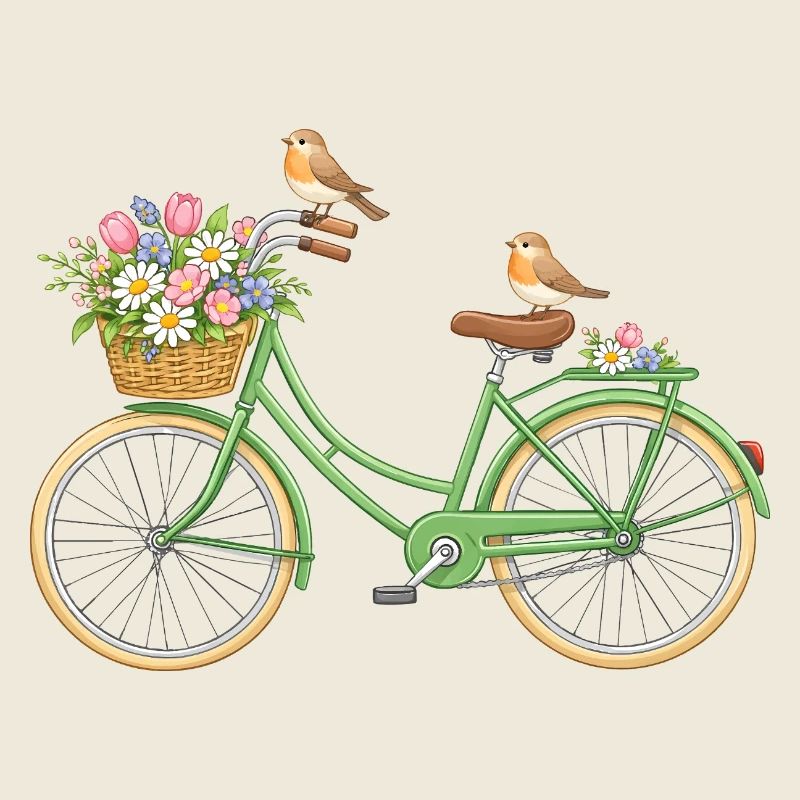 Vélo vintage avec illustration de fleurs