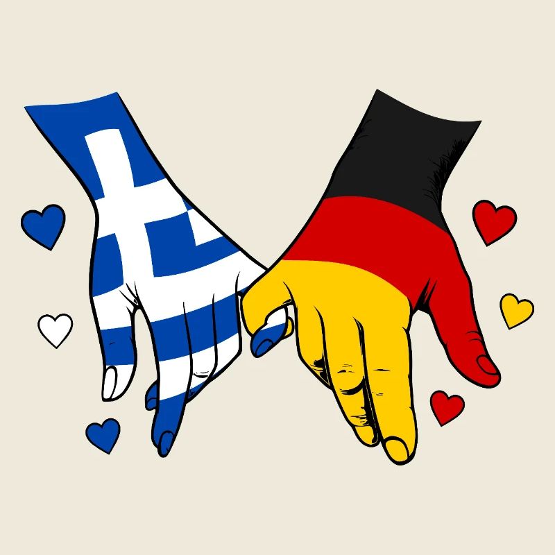 Greece Germany Flag Holding Hands