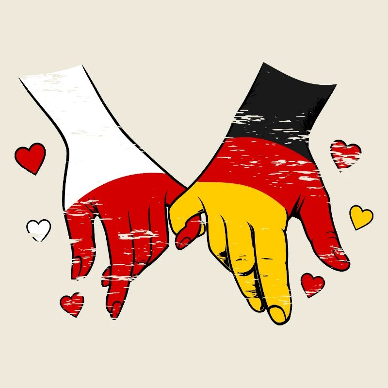 Drapeau Pologne-Allemagne se tenant la main utilisé