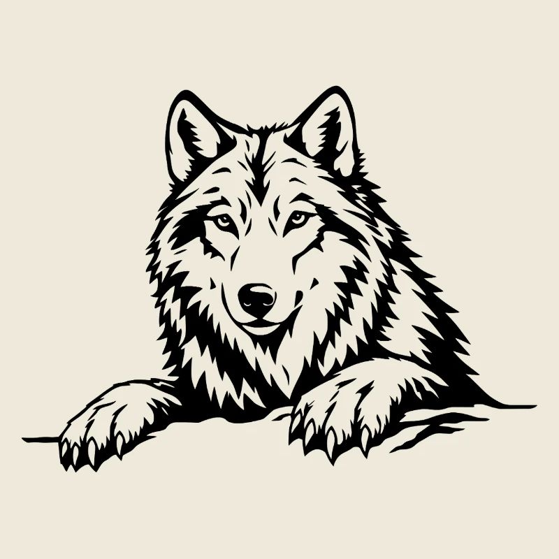 Wolf mit Pfoten schwarz