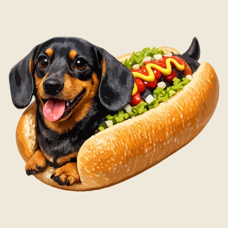 Teckel en hot-dog