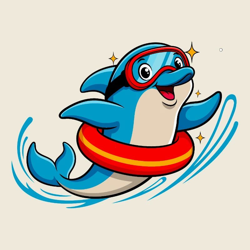 Dauphin drôle avec des lunettes de plongée