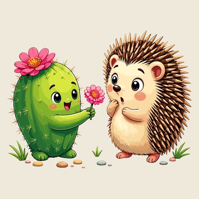 Ami Cactus & Hérisson : L’Amitié de la Fleur