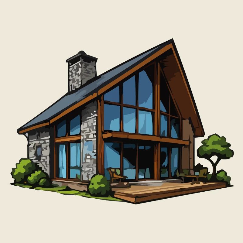 Chalet en bois à façade vitrée