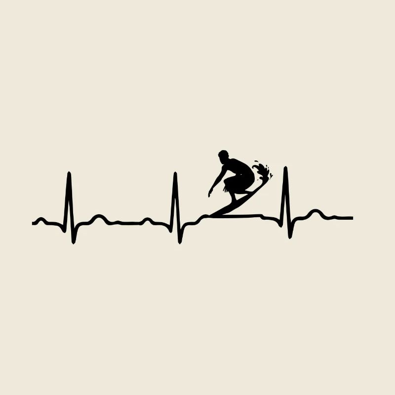 EKG HERZSCHLAG SURFEN Black