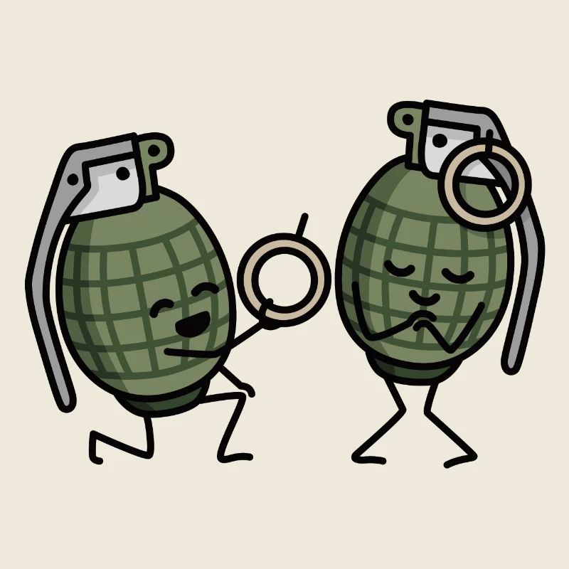 Hand Grenade Marriage Proposal Couples Army Ring Engaged