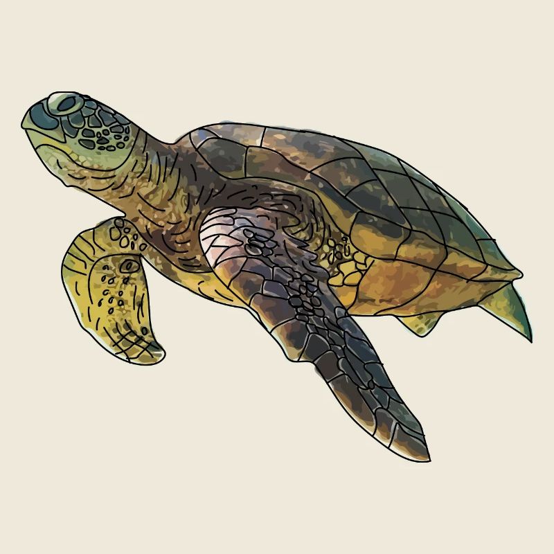 Tortue de mer verte réaliste