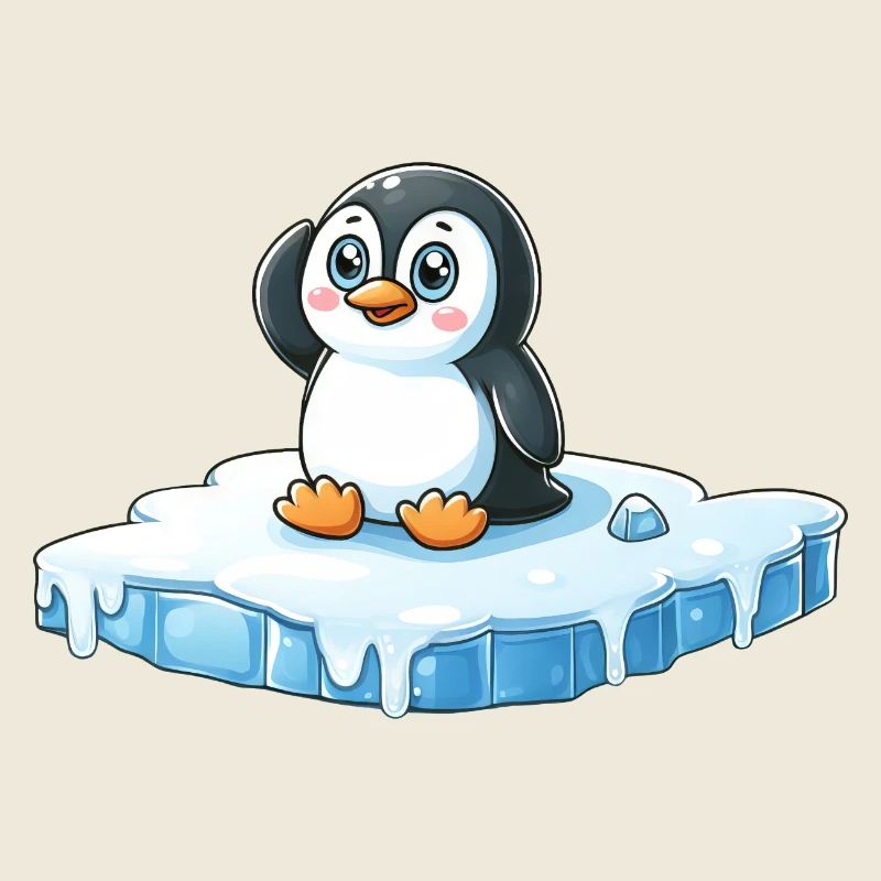 Pinguin und schmelzendes Eis