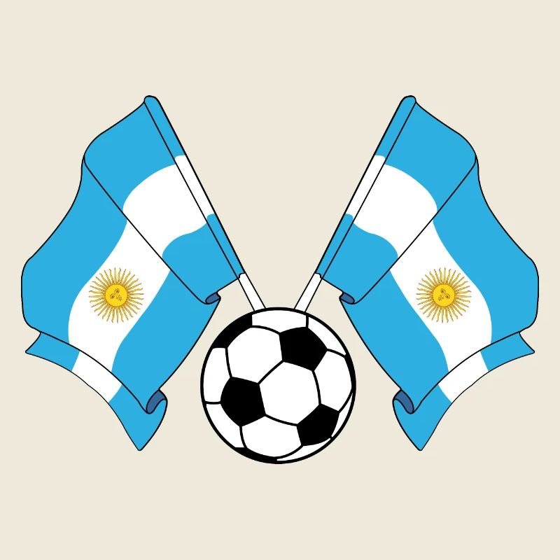 Deux drapeaux argentins avec un ballon de football argentin