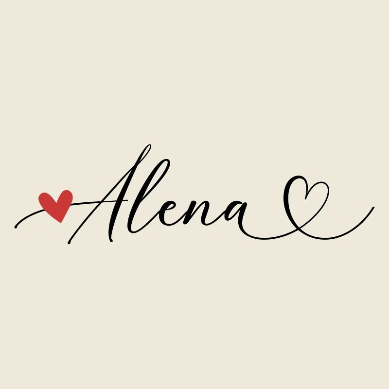 Alena Last name First name Calligraphy heart