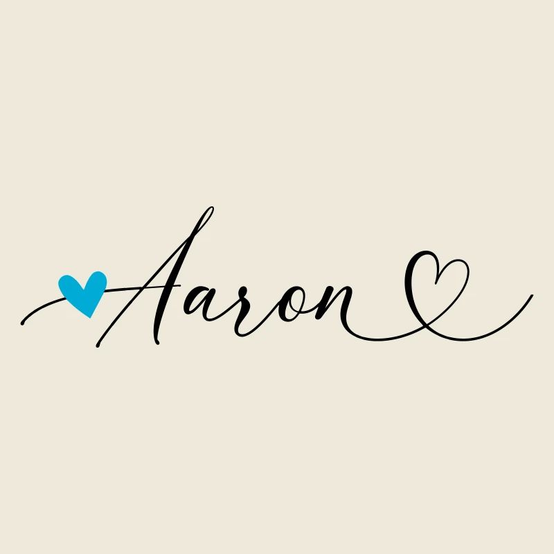 Aaron Nom Prénom Calligraphie coeur